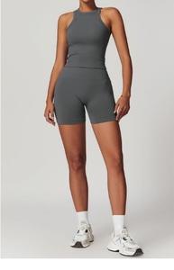 Custom Sportswear Gym Fitness Sleeveless Top Scrunch Butt Pants Workout Women Yoga Sets High Waist Front Breathable Quick Dry - Product Image 4