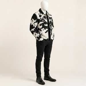 Blouson de motard zippé en cuir de vachette véritable pour homme, avec col rabattable en fourrure, coupe classique personnalisée, vêtement d'extérieur d'hiver - Product Image 2