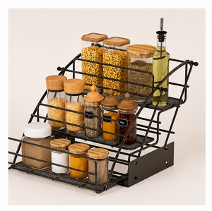 2-Tier Pull Out Spice Rack Organizer for <b>Kitchen</b> Cabinet Metal Seasoning Shelf For <b>Pantry</b> Storage and Space-Saving Organization - Product Image 4