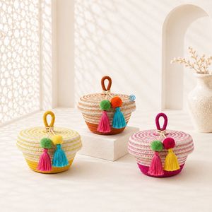 Best Price Sustainable Cotton Eid Mubarak 2027 <b>Gift</b> Basket With Colorful Tassels Decorative <b>Ramadan</b> Favor Basket Bulk Order - Product Image 1