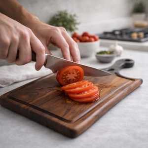 Planche à découper rectangulaire en bois massif gravée sur mesure, antidérapante, avec poignée et logo, ustensile de cuisine - Product Image 1
