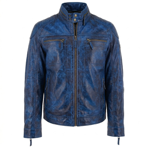 High Quality Men's Casual Leather <b>Jacket</b> Stylish Fit Stand Collar Soft PU Leather <b>Canvas</b> Breathable Quick Dry Autumn Pattern - Product Image 2
