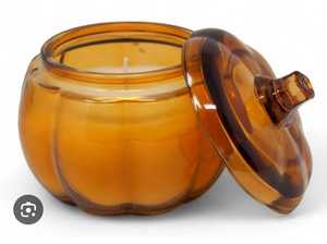 <b>Glass</b> Pumpkin Vase <b>Set</b> With Lid Rustic Design For Thanksgiving Tabletop Decor - Product Image 5
