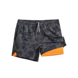 Short de gymnastique à motif solide de style d'été pour hommes, sous-vêtement de course à pied en spandex à compression à séchage rapide - Product Image 2