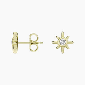 Pendientes de diamantes con forma de escudo abstracto dorado - Product Image 2