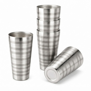 Gobelet en acier inoxydable empilable de qualité alimentaire, incassable, avec motif rayé, pour restaurant et maison - Product Image 4