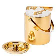 Seau à glace élégant en laiton pour mariages et événements, avec un design décoratif, une poignée durable et un intérieur isolé - Product Image 3