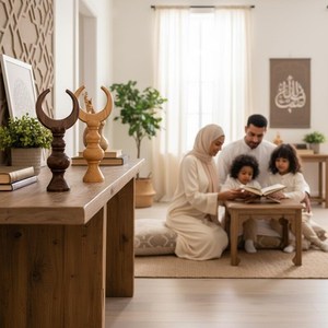 Décoration de table élégante pour le Ramadan, croissant de lune en os incrusté, ornement islamique pour la maison, décoration de festival musulman, style arabe, fait main - Product Image 6