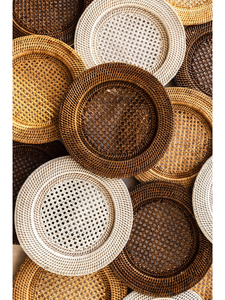 Natural Wicker Rattan <b>Plate</b> Brown Colors – Handmade Round Charger <b>Mat</b> for Rustic Wedding Table and Home Decoration - Product Image 1