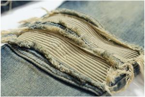 Jeans Skinny Homme OEM Style Motard Nouveau Design Déchiré Blanc Foncé Clair Délavé Coloré en Stock pour Dropshipping - Product Image 3