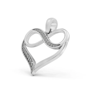 Colgante de Corazón Infinito con Diamante Cultivado en Laboratorio Certificado por IGI, Oro de 14 Quilates, 0.10 CTW, Oro Blanco Romántico con Baño de Rodio, para Compromiso - Product Image 3