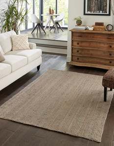 Handwoven Gray Jute Area <b>Rug</b> Natural Fiber Carpet Boho Farmhouse Floor Mat For Living Room Bedroom Decor - Product Image 1
