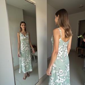 Breezy Mint Satin Robe Midi Flowing ALine avec encolure drapée douce Style sans manches pour les garden parties et les sorties décontractées - Product Image 6