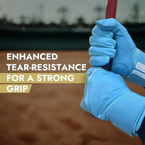 Gants de baseball confortables en cuir bleu, antidérapants, à haute adhérence, pour le softball, avec logo personnalisé - Product Image 3