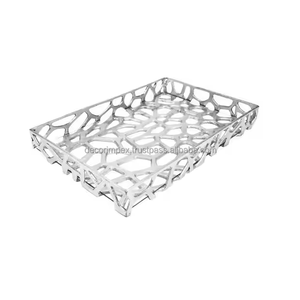 Plateau de service en aluminium de conception faite à la main de qualité supérieure pièce unique avec plateau plaqué couleur argent de qualité supérieure à très bon prix - Product Image 4