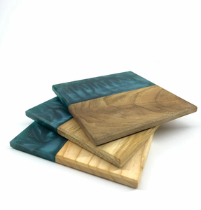 Posavasos Moderno de Madera y Resina, Color Personalizado, Estilo Rústico, Ecológico, Reutilizable, Diseño Cuadrado para el Hogar y la Mesa de Café - Product Image 4