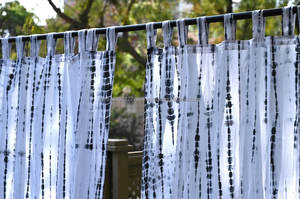 Bleu Shibori Tie Dye Boho Coton Rideaux & Cantonnières Unique Noël Salon Décor et Cadeau - Product Image 6