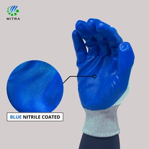 Guantes de Seguridad GEKKO Recubiertos de Nitrilo Azul, Puño de Punto Texturizado, Antideslizantes, Sin Polvo, Sin Silicona, Sin Látex, 10 mil de Grosor, 28 cm - Product Image 1
