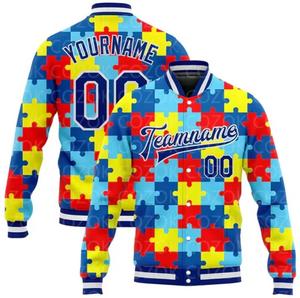CANBELLO SPORTS Men's Custom Autism Print <b>Racer</b> <b>Jacket</b> Stand Collar Anti-Wrinkle PU Fabric Regular Fit Autumn Wear - Product Image 1
