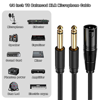 Câble de microphone XLR OEM d'usine vers double jack 6,35 mm avec gaine en PVC et blindage tressé, longueur 1 m, pour haut-parleurs, mélangeurs et amplificateurs