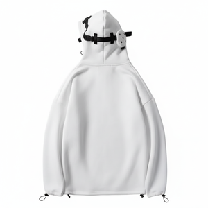 Sweat-shirt tendance pour homme, blanc, style techwear, urbain, tactique, cyberpunk, multi-poches, avec sangles, hip hop, surdimensionné, streetwear ninja - Product Image 3