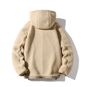 <b>Men's</b> <b>Black</b> <b>Fleece</b> Hooded <b>Jacket</b> With Zipper Closure And Front Pockets Winter Casual Wear - Product Image 4