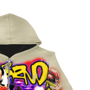 Herren Beige Pullover Hoodie Venom Spider-Man Graffiti-Print Hip-Hop Streetwear Regular Fit Sweatshirt 100% Baumwolle Sommer - Product Image 3