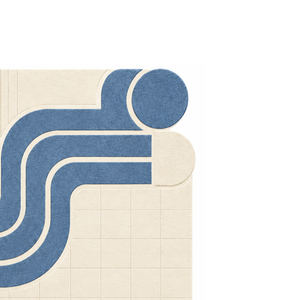 Tapis en laine bleu Modline, tissé à la main, tapis géométrique moderne de qualité supérieure, tapis artisanal pour le sol - Product Image 2