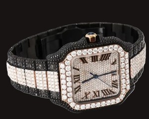 Reloj de Hombre con Diseño Atractivo, Caja Cuadrada de Dos Tonos, Diamantes Moissanite, Números Romanos, Estilo Hip Hop, Personalizado, Elegante y Moderno - Product Image 5