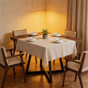 Classic Design <b>Square</b> Wooden <b>Kitchen</b> Dining <b>Table</b> with Black Metal Frame Only <b>Table</b> Available - Product Image 1