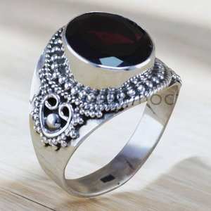 แหวนเงินแท้ 925 ประดับพลอยโกเมนสีแดงขนาดใหญ่ ดีไซน์โบโฮ วงกว้าง สำหรับผู้หญิง เครื่องประดับคุณภาพสูง แหวนพลอยแบบสั่งทำได้ตามขนาด - Product Image 1