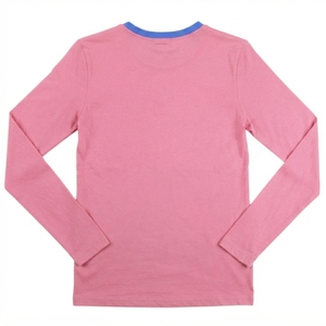 Camiseta Sorority Rosa Personalizada de Manga Larga con Cuello en Contraste Azul y Estampado Gráfico para Mujer - Product Image 2