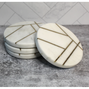 Ensemble de sous-verres en marbre écologiques en gros, durables, lavables, en pierre naturelle, design moderne pour l'exportation - Product Image 5