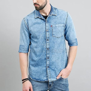 Camisa vaquera informal para hombre con corte relajado y dos bolsillos en el pecho para uso al aire libre - Product Image 2