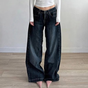 For Wash Breathable Patchwork Wide Leg Loose Fit Low Waist Casual Streetwear Denim Hip Hop Women's <b>Jeans</b> Zippers - Product Image 1