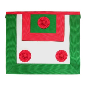 Tablier maçonnique artisanal de forme carrée, Rite écossais Saint-Antoine, en cuir vert et blanc, avec broderie de rosette rouge, pour cérémonies maçonniques - Product Image 1