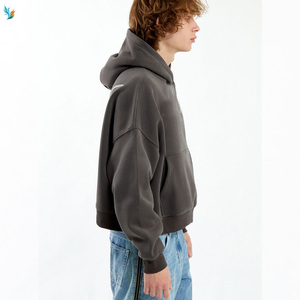 Sweat à capuche court vintage délavé à l'acide avec logo personnalisé et épaules tombantes pour homme 2026 - Product Image 5