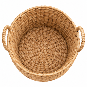 Customizable Eco-Friendly <b>Water</b> <b>Hyacinth</b> Circle Woven <b>Storage</b> <b>Basket</b> with Handles for Laundry and Home Organization Wholesale - Product Image 2