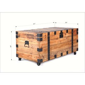 Tavolino da Caffè con Ampio Spazio di Archiviazione e Quattro Ruote, Design in Legno Naturale Recuperato/Metallo Nero - Product Image 5