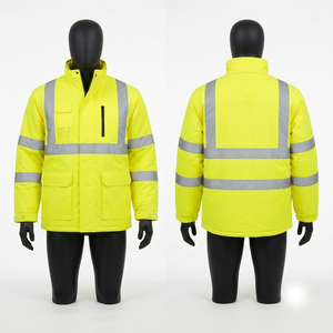 Veste de travail noire en sergé de coton polyester premium 300 GSM avec panneaux réfléchissants et logo personnalisé - Product Image 5