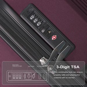 Set Valigie Premium in ABS Viola da 3 Pezzi (20, 24, 28 Pollici) con Manico Multi-Posizione, Ruote Silenziose Girevoli e Approvazione TSA-A - Product Image 5