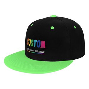 หมวกแก๊ปแบบ snapback 6 แผง สีดำ ปีกหมวกสีเขียว ปรับขนาดได้ ใส่ได้ทั้งชายหญิง สไตล์สตรีท ทำจากผ้าฝ้าย พร้อมโลโก้ตัวอักษรสีสันสดใสที่แผงด้านซ้าย - Product Image 2