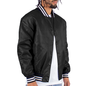 Veste bomber en satin à manches longues, respirante, à séchage rapide, de couleur unie, tendance, sur mesure, de qualité supérieure - Product Image 4
