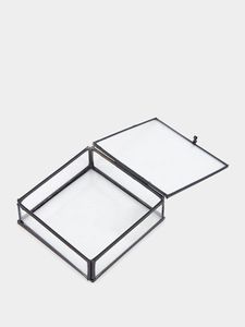 Wood Jewelry <b>Box</b> With Glass Top Metal Clasp Display Storage Case For <b>Vanity</b> Desk Organizer 10-20 L Capacity - Product Image 3