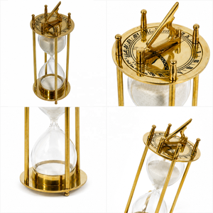 Sablier vintage fait main, horloge solaire |   Minuteur décoratif vintage en laiton doré transparent |   Décoration de bureau nautique antique, décoration marine - Product Image 4
