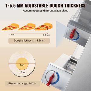 Sfogliatrice Elettrica Commerciale in Acciaio Inox, 370W, Capacità 260 Pezzi/Ora, per Pizza da 3-12 Pollici - Product Image 4