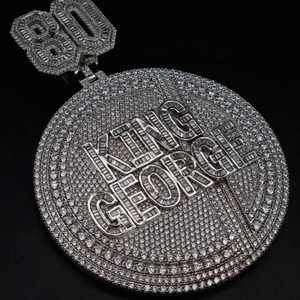 <b>Custom</b> 925 Silver Moissanite Pendant Round Iced Out Charm <b>Necklace</b> <b>Name</b> Letter Pendant for Gift Party Wear - Product Image 1