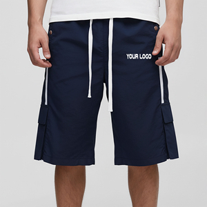 Shorts cargo pour homme, taille mi-haute, cordon de serrage, séchage rapide, tissu Oxford, style décontracté, avec poches, logo sur le devant - Product Image 1