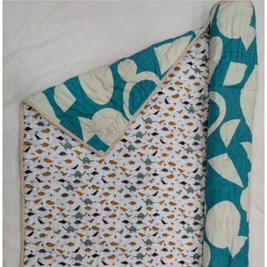 Premium Jaipur Hand Block Printed Baby Quilt Eco-Friendly Super Soft 100% Cotton Reversible Floral Design 200TC Travel & Nursery - Product Image 1