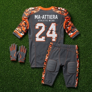 Custom Men's Charcoal Orange American Football Uniform <b>Padded</b> Jersey <b>Pants</b> Set Sports Team Apparel - Product Image 6